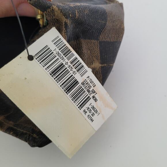 Fendi Plaid Nylon Small Bag Pouch Vintage Handbag Zip Italian Brown Logo - Picture 10 of 10